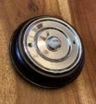 Dark Oak Wooden Plinth with 100mm Round Chrome Bell Push (BH1008B/BC1420)